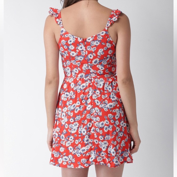 FOREVER 21 Women Coral Red Printed A-Line Dress Brand New (Never Worn) - Picture 11 of 14